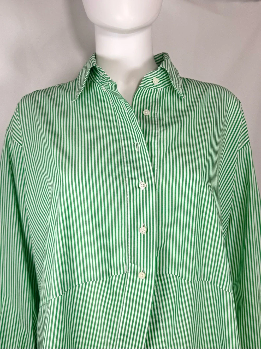 Favorite Daughter The Door’s Always Open Ex-Boyfriend Shirt Green Stripe S - Picture 4 of 11